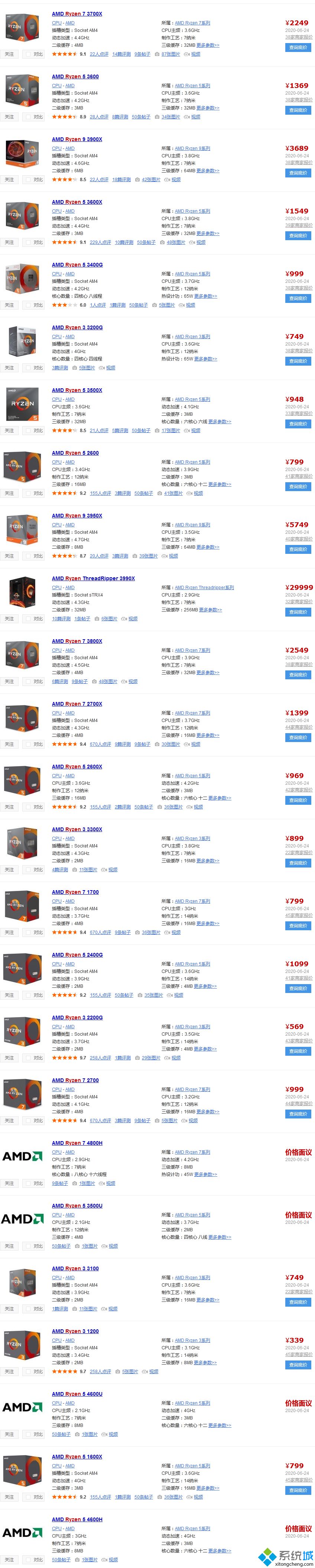 銳龍處理器天梯圖_2020年最新銳龍處理器性能排行天梯圖