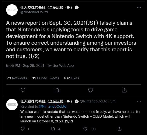 任天堂堅決否認 4K Switch Pro 游戲機正在開發中