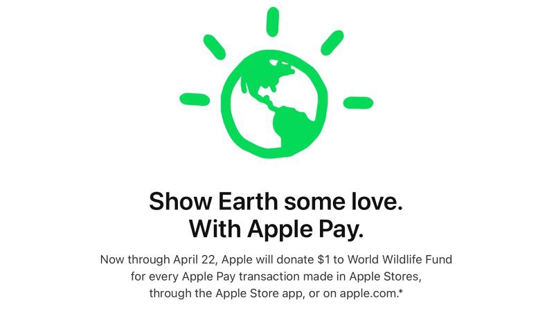 蘋果慶祝地球日,在 Apple Store 使用 Apple Pay 的每筆交易都會捐款 1 美元