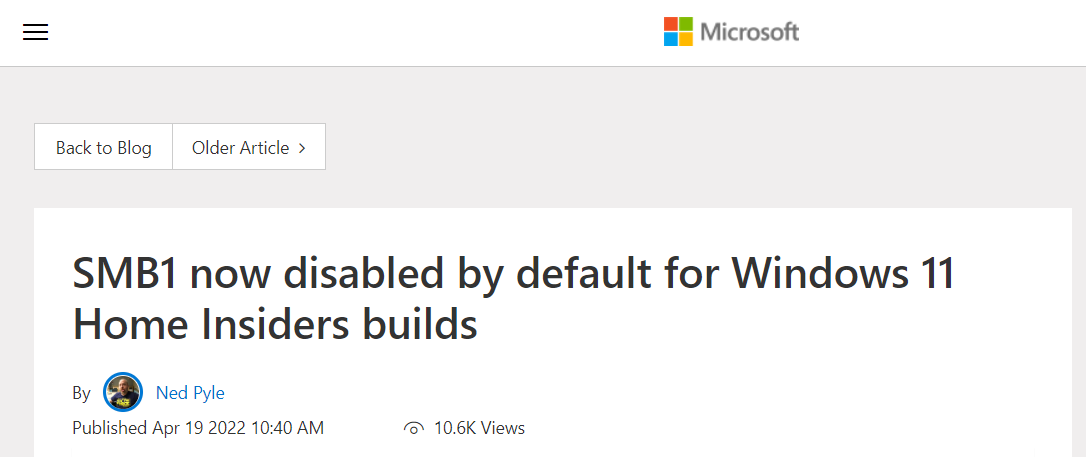 微軟 Win11 即將禁用 30 多年歷史的 SMB1 傳輸協議
